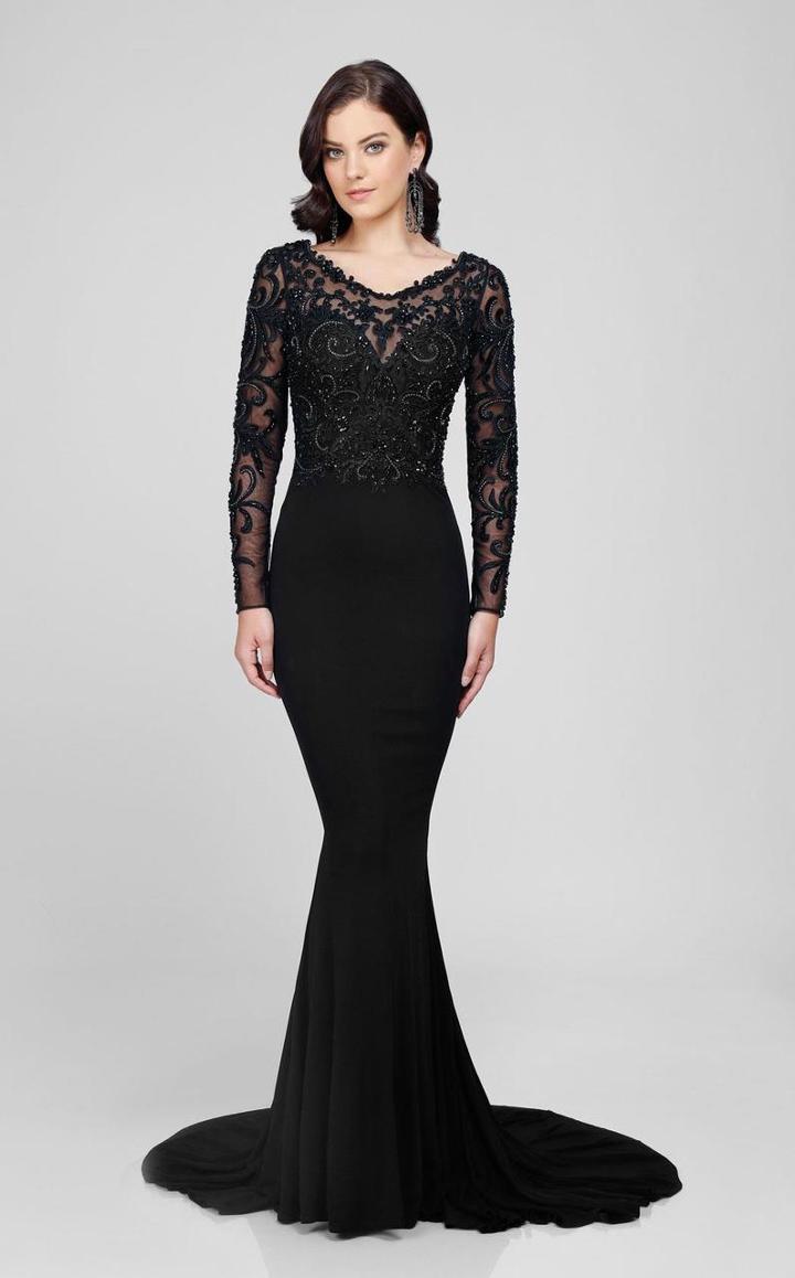 Terani Couture - Dazzling Beaded Illusion Neck Polyester Mermaid Dress 1712m3434