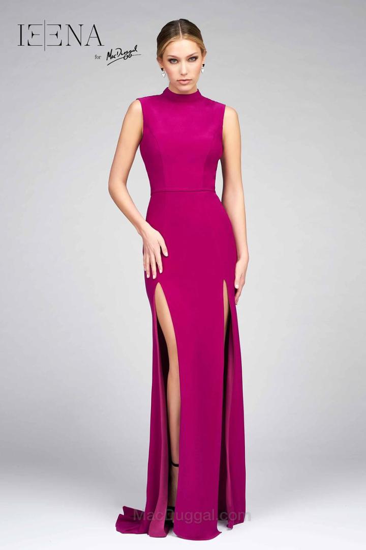 Ieena Duggal - 25034 High Neck Gown In Cranberry
