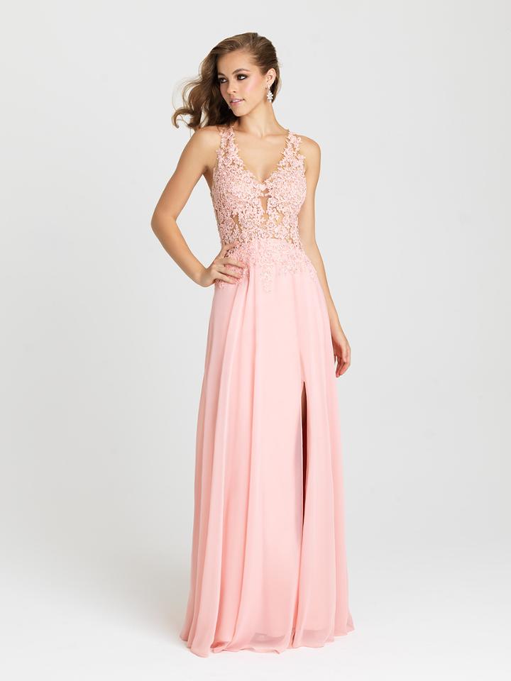 Madison James - Laced V-neck Gown In Blush 16-327