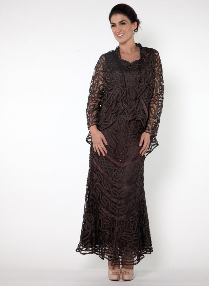 Soulmates - D7068 Crochet Lace Straps Three Pieces Gown