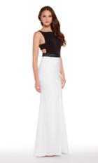 Alyce Paris - 60007 Contrast Bateau Cutout Waist Formal Gown