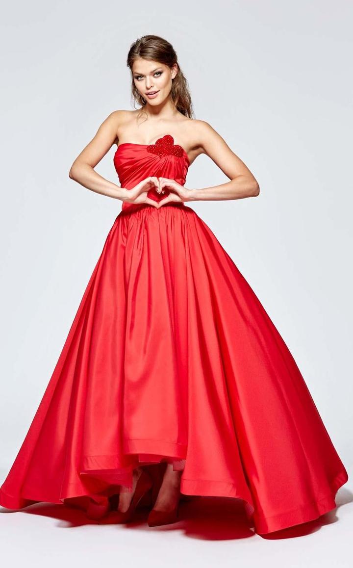 Tarik Ediz - Jeweled Straight Neck Ballgown 93121