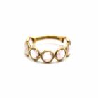 Tresor Collection - Rose Quartz Round Stackable Ring Band With Adjustable Shank In 18k Yellow Gold