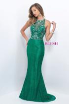 Blush - Halter Style Jewel Long Sheath Dress 11111