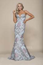 Nox Anabel - E128 Strapless Sweetheart Floral Print Mermaid Gown