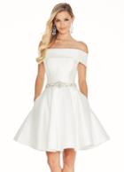 Ashley Lauren - 4058 Bedazzled Mikado Off-shoulder A-line Dress