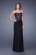 La Femme - 20869 Strapless Sheer Lace Evening Gown