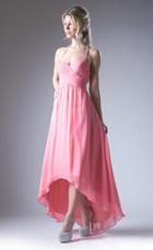 Cinderella Divine - Embellished Halter High Low A-line Dress