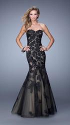 La Femme - 20553 Strapless Applique Embellished Gown