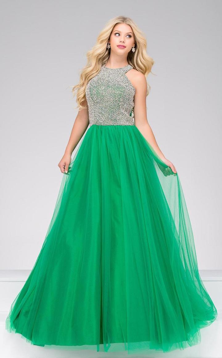 Jovani - 48942a Jeweled Halter Tulle Ballgown