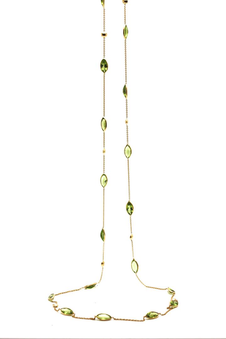 Tresor Collection - 18k Yellow Gold Long Lente Necklace With Peridot