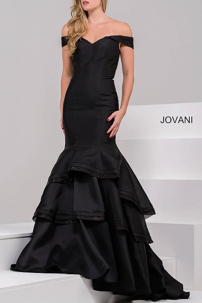Jovani - Off Shoulder Mermaid Dress In Black 31100b