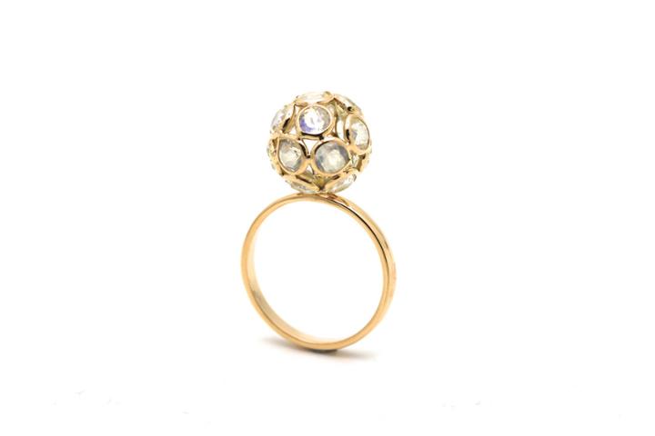 Tresor Collection - Rainbow Moonstone Sphere Ball Ring In 18k Yellow Gold