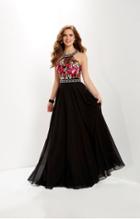 Studio 17 - 12651 Floral Embroidered Illusion Halter Chiffon Gown