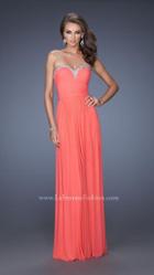 La Femme - Sweetheart Jersey Dress In Pink Grapefruit 20048