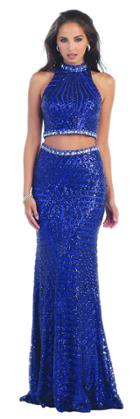 Halter Fully Sequined Top & Long Skirt