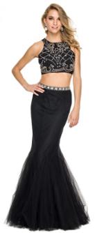 Nox Anabel - 8156 Embellished Halter Crop-top Mermaid Gown