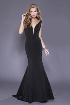 Shail K - 33932 Plunging V-neck Shantung Mermaid Gown