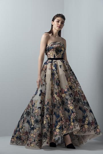 Saiid Kobeisy - 3364 Floral Strapless Evening Gown
