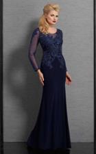 Clarisse - 6333 Beaded Lace Long Sleeves Evening Gown