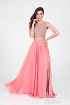 Terani Prom - Alluring Crystal Beaded Bateau Neck Two-piece Chiffon A-line Dress 1711p2130