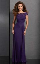 Clarisse - 6318 Bateau Lace Ruched Evening Gown
