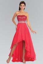 Elizabeth K - Sequined Strapless Chiffon High-low Gown Gl1060