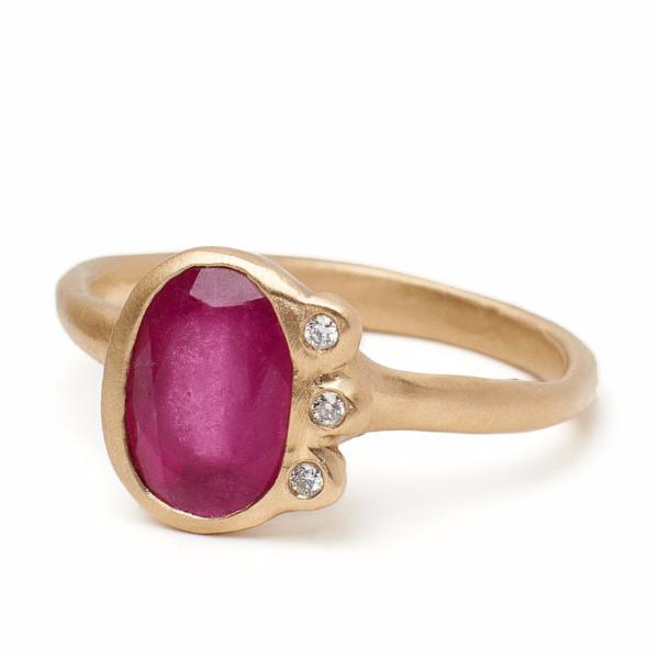 Vanessa Lianne - Eloise Ring With Ruby And White Diamonds
