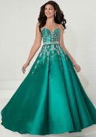 Tiffany Homecoming - 16266 Plunging Sweetheart Jeweled Mikado Ballgown