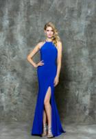 Glow By Colors - G650 Sleeveless Halter Long Dress With Slit