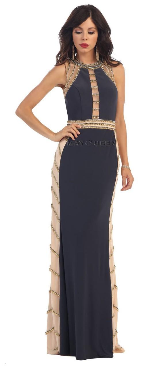 Sequined Sleeveless With Back Cutout Jersey Dress