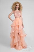 Terani Prom - Whimsical Beaded Illusion Neck Two-piece Tulle Gown 1711p232