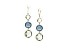 Tresor Collection - Green Amethyst & London Blue Topaz Triple Dangle Earrings In 18k Yellow Gold