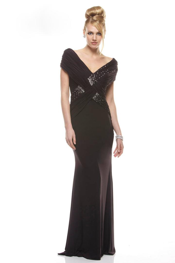 Janique - 1332 Off Shoulder Dress In Chocolate