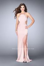 La Femme - Halterneck Cutout Detail Long Jersey Prom Dress 24009