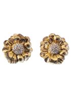 Elizabeth Cole Jewelry - Gold Flower Earrings With Crystal Centers
