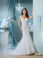 Enchanting By Mon Cheri - 216156 Beaded Lace Sweetheart Tulle Trumpet Dress With Train