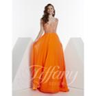 Tiffany Designs - Elegant Embellished V-neck Silky Chiffon A-line Dress 16085
