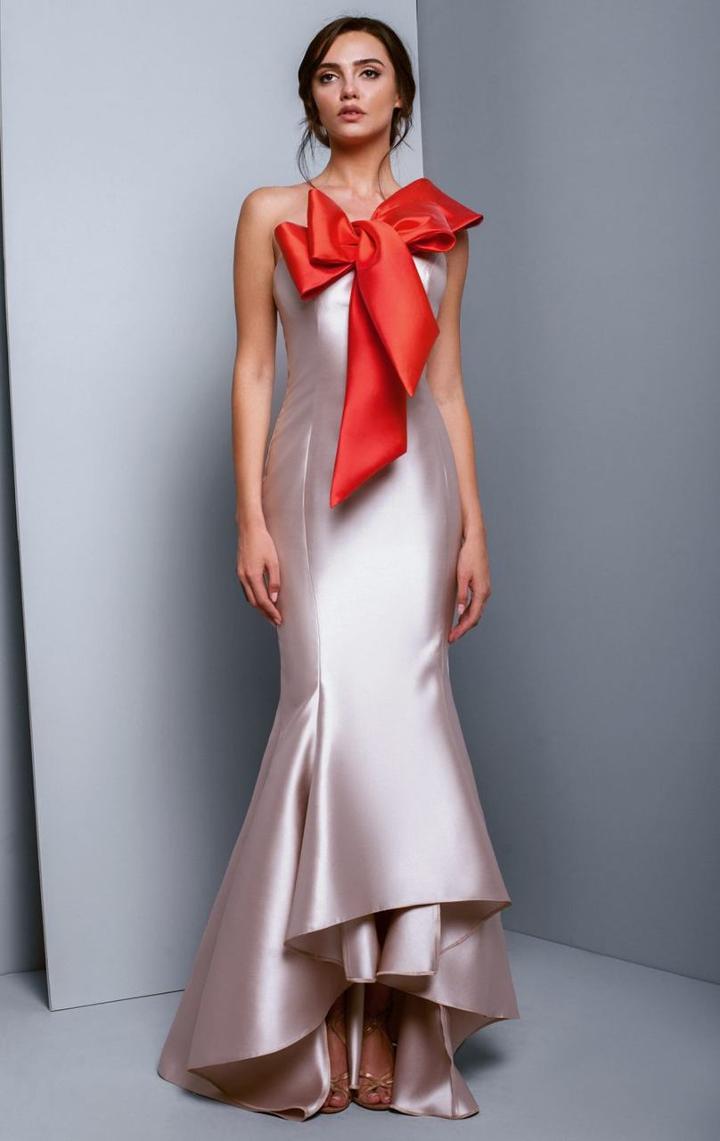 Beside Couture By Gemy - Bc1318 Asymmetrical Bowed Mermaid Gown