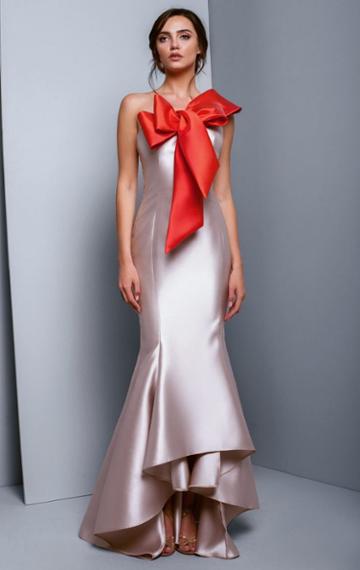 Beside Couture By Gemy - Bc1318 Asymmetrical Bowed Mermaid Gown