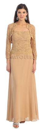 Spaghetti Strap Lacy Top Long Dress With Lace Bolero Jacket