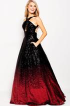Jovani - 60270 Gradient Sequined Halter Cutout Ballgown
