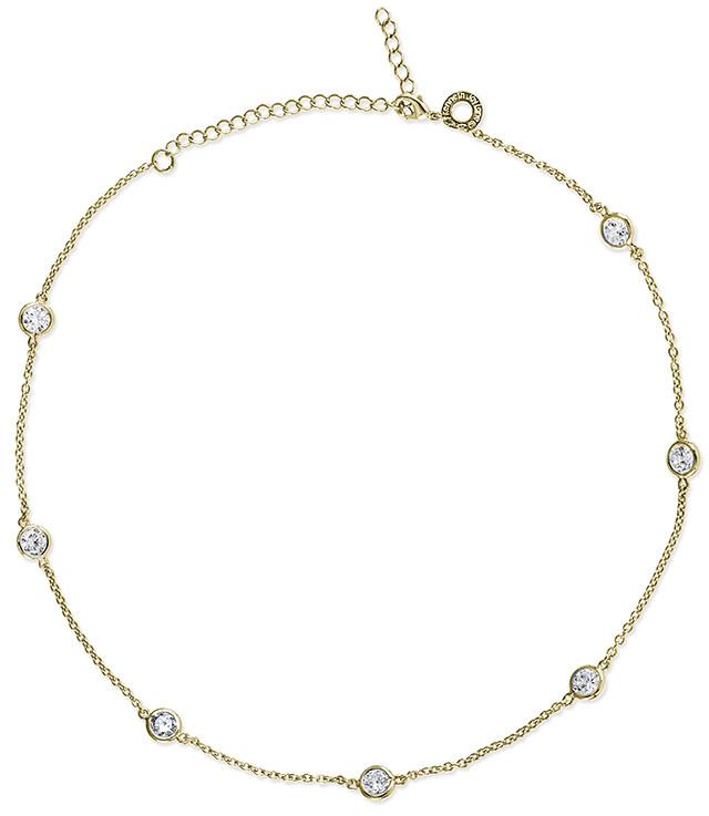 Cz By Kenneth Jay Lane - 16 Gold Plated Station Necklace