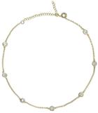 Cz By Kenneth Jay Lane - 16 Gold Plated Station Necklace