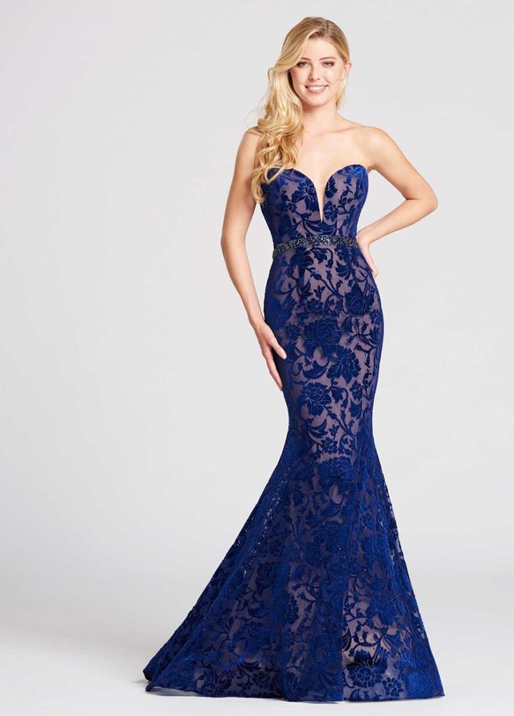 Ellie Wilde - Ew118052 Sheer Fitted Strapless Trumpet Gown