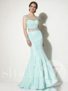 Studio 17 - Two-piece Embellished Sheer Neckline Trumpet Dress 12625