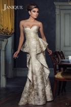 Janique - Printed Strapless Sweetheart Mermaid Gown With Ruffled Skirt C1681