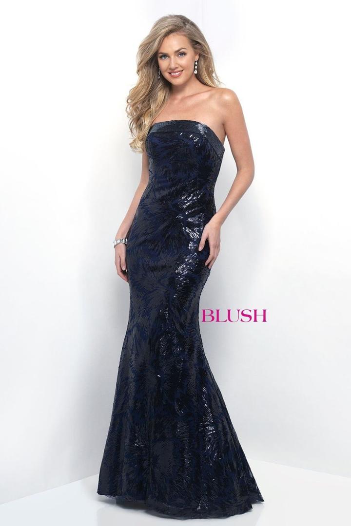Blush - Straight Across Sequin Trumpet Dress 11324