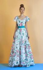 Beside Couture - Bc1217 Floral Print Sheer V-neck Dress