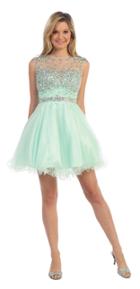 Dancing Queen - 9192 Beaded Illusion Bateau Dress